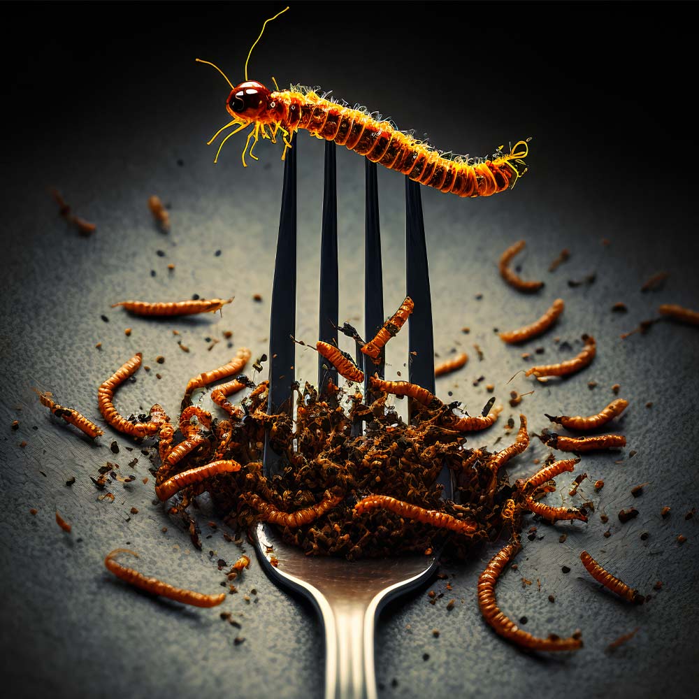 Mealworms On a Fork